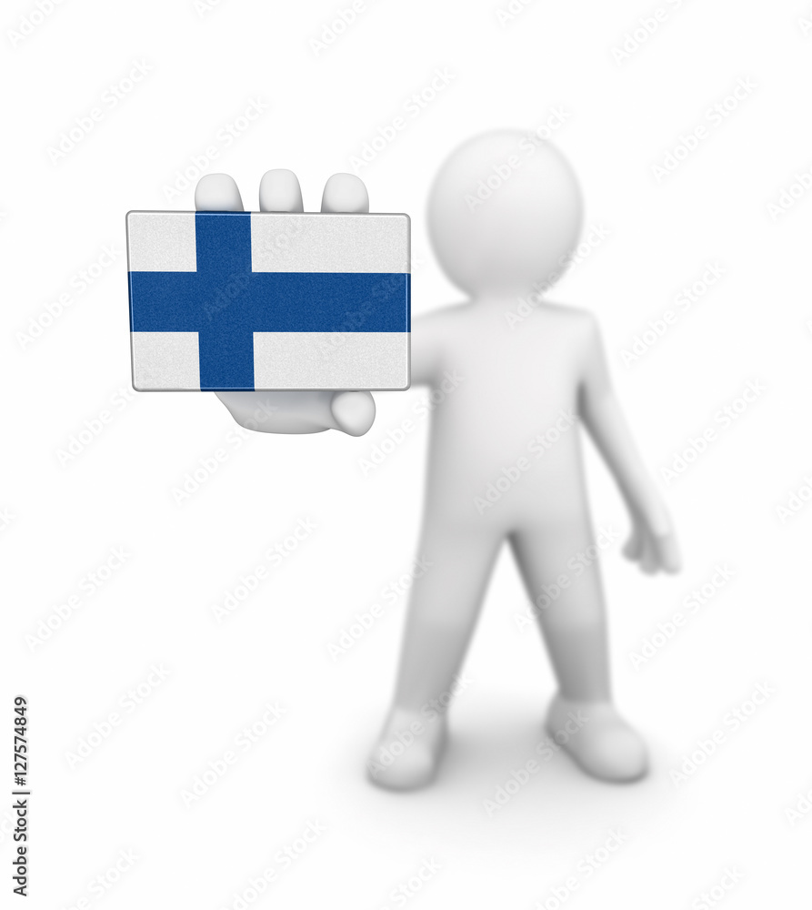 Poster man and finnish flag. image with clipping path