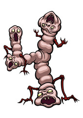 Number four monster. Illustration digit creature '4' figure like a worm with four heads