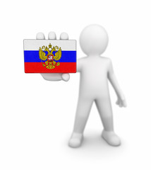 Man and Russian flag. Image with clipping path