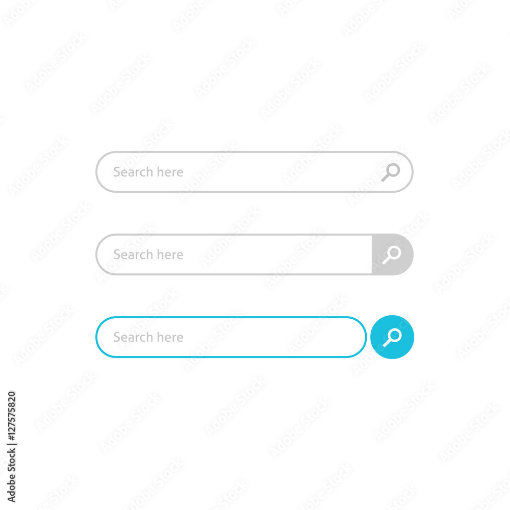 Poster search bar vector element design, set of search boxes ui template isolated on white background, gray