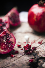 pomegranate on wooden table