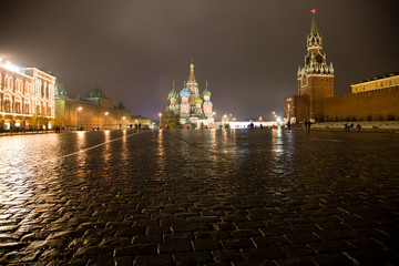 St. Basil's in Red Square at night.  Moscow