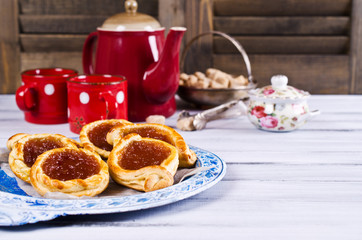 Homemade buns with jam