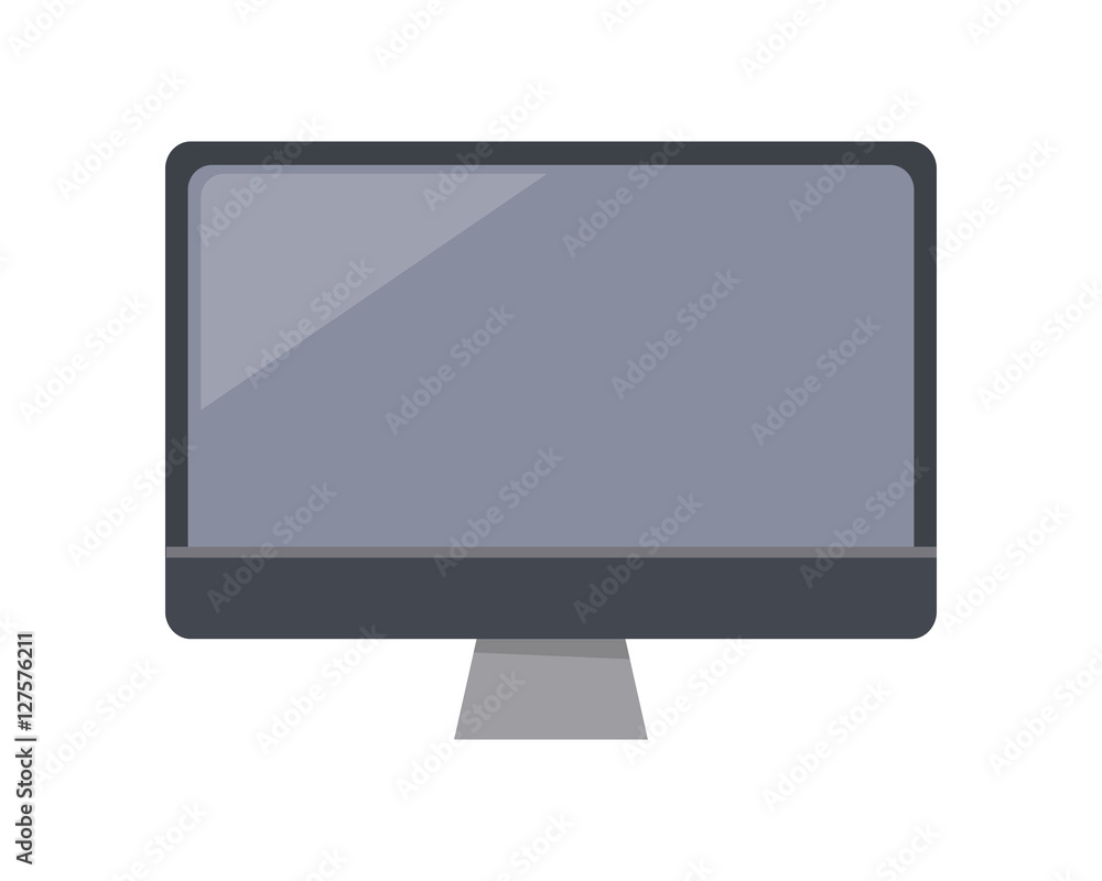 Poster gray computer monitor in flat.