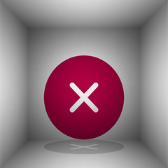 Obraz premium Cross sign illustration. Bordo icon with shadow in the room.