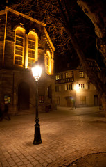 Street light in Strasbourg at night