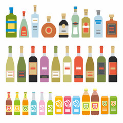 Flat Icons Alcoholic Beverages