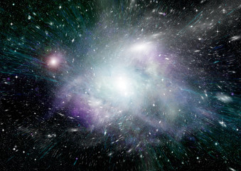 Stars, dust and gas nebula in a far galaxy