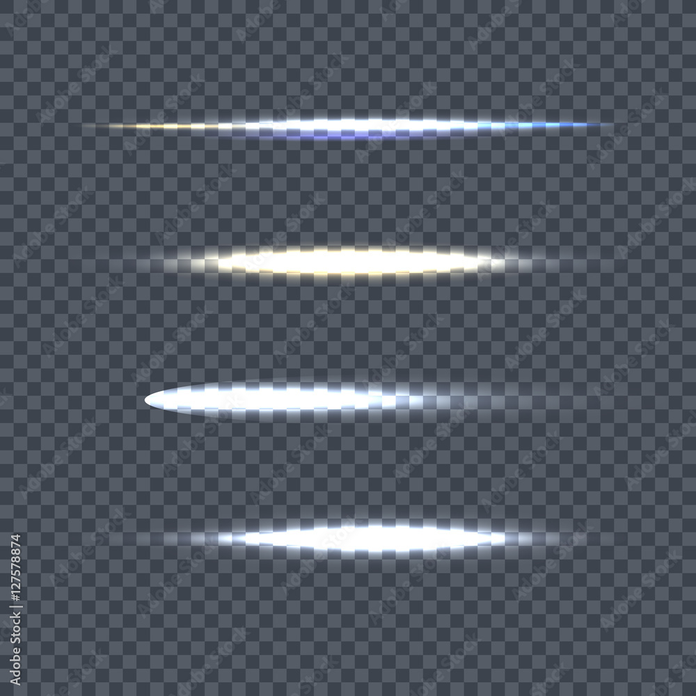 Poster set of vector light line on transparent background