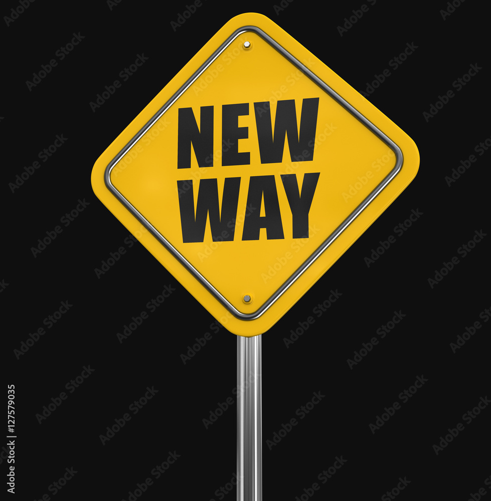 Poster new way road sign. image with clipping path