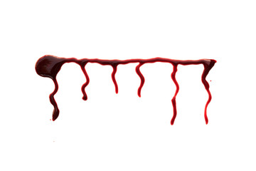 Obraz na płótnie Canvas red dripped blood. Halloween concept: on white background