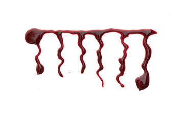 red dripped blood. Halloween concept: on white background