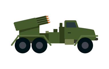 Military Vehicle with Rockets. Armoured Truck