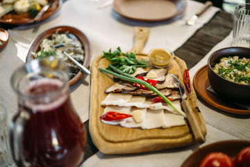 popular Ukrainian dishes on the table, food photography