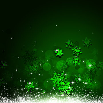 Xmas Snow Green Background