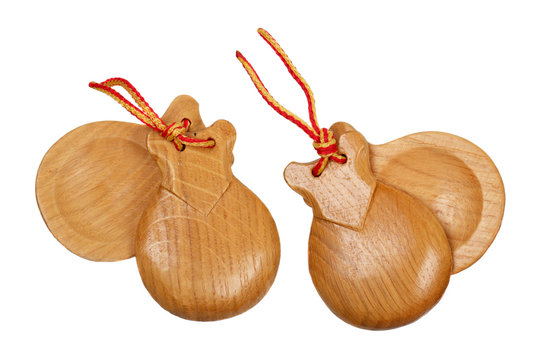 A pair of  wooden spanish castanets