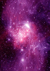 Stars, dust and gas nebula in a far galaxy