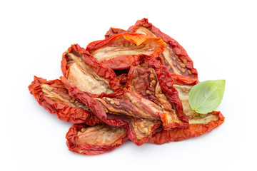 Dried tomatoes isolated on white background.