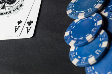 Poker chips and cards. High resolution image.