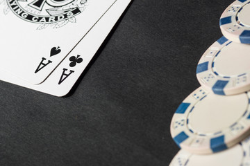 Obraz na płótnie Canvas Poker chips and cards. High resolution image.