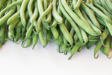 Asparagus beans on white  background. Close up.