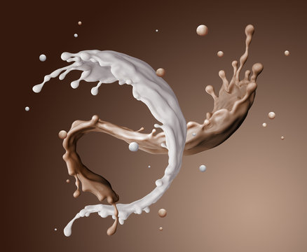 3d dender, food and drink illustration, abstract splashing backg
