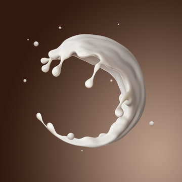 3d render, food and drink illustration, abstract creamy splashin