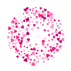 Pink hearts round background template.