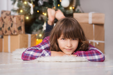Little girl in christmas decorations

