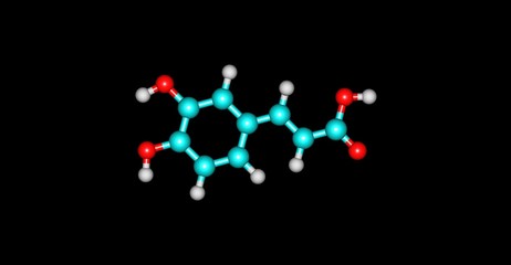 Caffeic acid molecular structure isolated on black