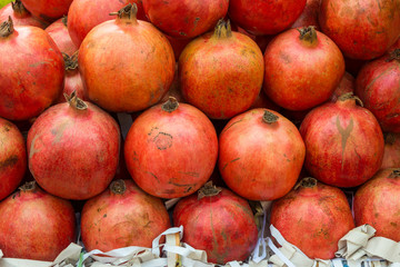 Pile of ripe pomegranate fruit. For sale in Thailand fresh market.