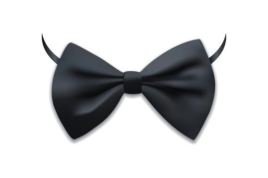 Vector realistic isolated black bow tie.