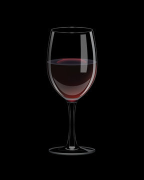 Vector realistic glass with red wine.