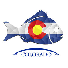 fish logo made from the flag of Colorado.