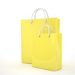 Paper Shopping Bags isolated on white background. 3d rendering.