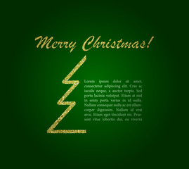 Merry Christmas Lettering Design on green background. Vector illustration.