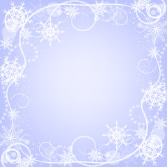 Beautiful winter frame made of snowflakes