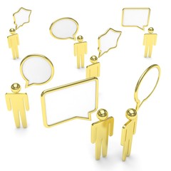 people with talk bubbles isolated over a white background. 3d rendering.