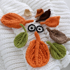 eyes of winter, simple background from knitted leaf