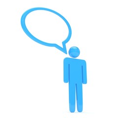 3d man with talk bubbles isolated over a white background. 3d rendering.
