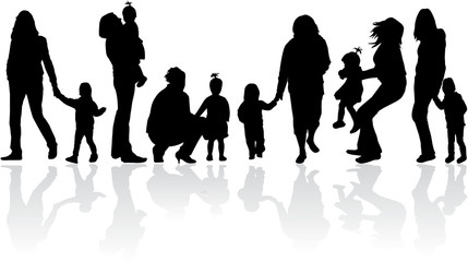 Obraz premium Vector silhouette of family.