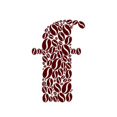 Letter f  made of coffee beans vector set