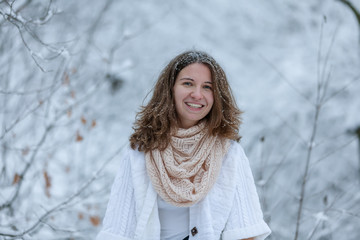 Attractive young woman in wintertime outdoor