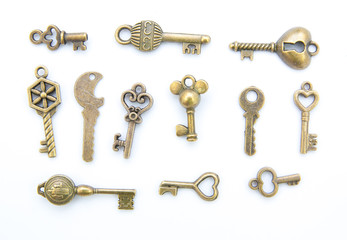 collection of old key isolated
