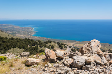 Fototapeta na wymiar Rocky coast of southern Crete island near Chora Sfakion town. Greece.