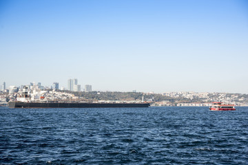 Fototapeta na wymiar cargoship on istanbul bosphorus sea