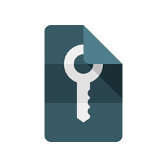 Key and paper. Tags. Vector icon.