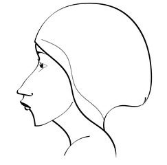 profile of young woman made in black lines in style of twenties years