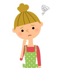 困るエプロンの女性