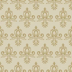 Kussenhoes Doodle gold and beige damask abstract colorful seamless pattern. Floral hand drawn background. Vector illustration. © _aine_